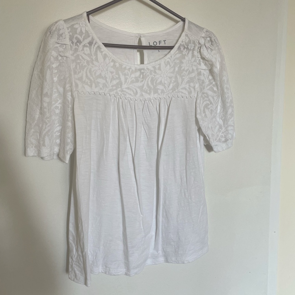 LOFT White Lace Floral Tunic